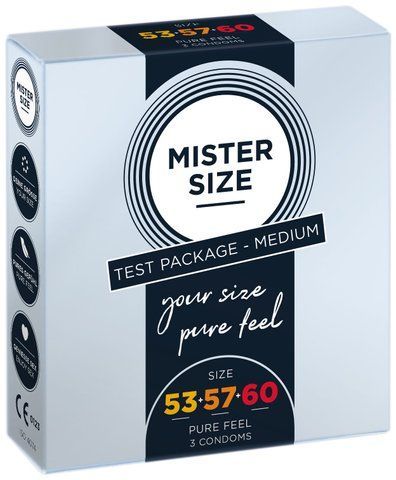 Набор презервативов Mister Size - pure feel - 53&ndash;57&ndash;60 (3 condoms), 3 размера, толщина 0,05 мм SO8040 фото