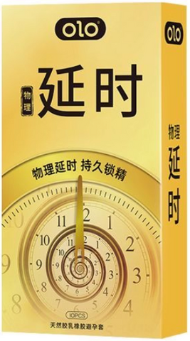 Ультратонкі ребристі презервативи з пролонгуючим ефектом OLO Golden Love, 10 шт OLO030-10 фото