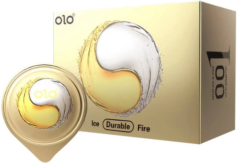 Набір презервативів пролонгуючих OLO 0.01 Ice Durable Gold, ефект лід та полум&rsquo;я, 10 шт OLO3 фото
