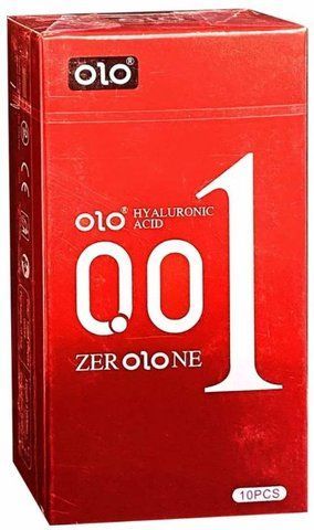 Презервативи збуджуючі Olo 0.01 RED Foil, зігріваючі з гіалуроновою кислотою, 10 шт OL08889 фото