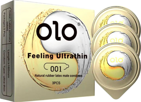 Презервативи пролонгуючі OLO Ice Durable Gold 0.01, 3 шт OL3231 фото