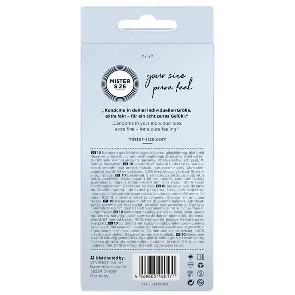 Презервативы Mister Size - pure feel - 64 (10 condoms), толщина 0,05 мм SO8047 фото